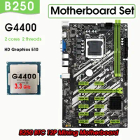 B250 btc Mining Motherboard LGA 1151 KiT With Celeron G4400 CPU Set 12*PCIE X16 SATA3.0