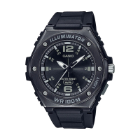 【CASIO 卡西歐】重工業風金屬錶圈指針錶-全黑(MWA-100HB-1AVDF)