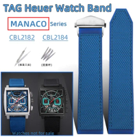 22mm blue watch strap for TAG Heuer Monaco CBL2182 PU+silicone strap CBL2184 CBL2183 men sports bracelet quality watch chain 22
