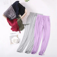 Korean Purple Trousers For Women M-3XL Plus Size Lounge Wear Autumn Winter Pajama Pants Modal Cotton Sleepwear Female Pantalones