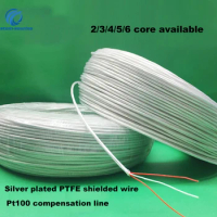 2M high temperature PT100 compensation wire PT100 PTFE silver plated shielded wire 2/3/4/5/6 core cable for sensor