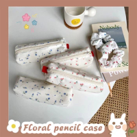 Kawaii Floral Pencil Bag Small Flowers Pencil Cases Cute Simple Pen Bag Students Stationery Storage Bags School Supplies
