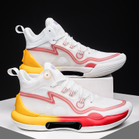 Hot  High Quality High-Top Fluorescent Basketball Shoes Rubber Outsole Lightweight Shock Absorption 