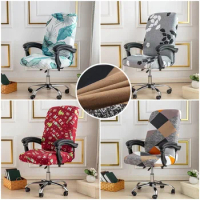 Nordic Flower Office Computer Chair Cover Boss Chair Covers One Piece Elastic Rotating Zipper Chair Slipcover Removable Washable