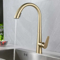Brushed Gold Pull Out Kitchen Faucet Gray Kitchen Tap 360 Rotate SUS304 Chrome/ Nickel /Black Swivel Sink Mixer Tap