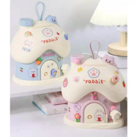 [X] DIY cute house bear bank storage save money box is suitable for keeping coins and small notes sa