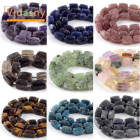 Cuboid Shape Natural Stones Agate Amethyst Labradorite Terahertz Quartz Tiger Eye Loose Beads for Jewelry Making DIY Bracelet