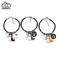 Siberian husky charm bracelets for girls women men rope chain silver color alloy pet dog pendant male female bracelet jewelry