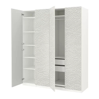 PAX/MISTUDDEN 衣櫃/衣櫥組合, 白色/灰色 具圖案, 200x60x236 公分