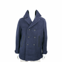 BOSS Oltegra 雙排釦深藍色西裝款羊毛外套(男款)
