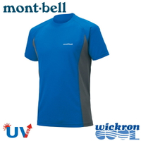 【Mont-Bell 日本 男 WickronCOOL 排汗短袖T恤《藍/灰》】1104926/吸濕排汗/抗UV/涼感/運動