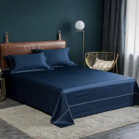 37 Color Navy Blue Egyptian Cotton Premium Flat Bed Sheet Comfortable Soft Flat Sheets Bed sheet set Pillow shams Not Wrinkle
