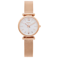 FOSSIL 珍珠貝錶盤的米蘭帶錶帶手錶(ES4433)-珍珠貝面X玫瑰金色/28mm