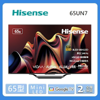 Hisense海信 65型 U7 系列 Mini-LED ULED 4K Google TV 顯示器 65U7N