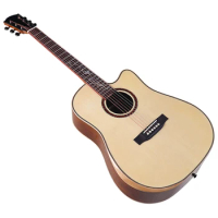 Acacia Back Acoustic Guitar 41inch Solid Spruce Wood Top 6 String High Grade Folk Guitar With Radian Corner Free Bag