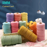 5mm 100% Cotton Macrame Rope Twisted Cord Crochet String For Handmade DIY Crafts Macrame Works Home Wedding Decoration