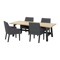 SKOGSTA/SAKARIAS 餐桌附4張餐椅, 相思木 黑色/sporda 深灰色
