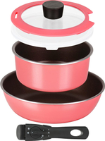 可刷卡 和平 FREIZ AMB-2414 粉色 不沾鍋具5件組 平底鍋 湯鍋 鋁鍋 可進烤箱 電磁爐可用