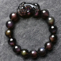 Wholesale JoursNeige Natural Black Ice Obsidian Stone Bracelets 14mm Bead Fine Caving PiXiu Feng Shui Bracelet Wristband Jewelry