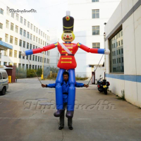 Outdoor Parade Performance Christmas Figure Doll Walking Inflatable Nutcracker Puppet 3.5m Blow Up Soldier Marionette For Event