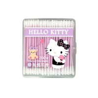【SANRIO 三麗鷗】Hello Kitty 細軸棉花棒 200支 X 12盒 極細棉頭 嬰幼兒適用 亦可清理精細物品(盒裝)