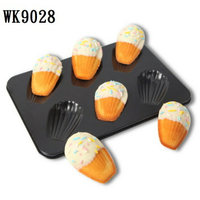 【學廚WK9028-黑色瑪德蓮模6連】黑色不沾模 蛋糕模 烘焙模具