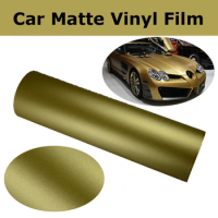 Gold Matte Vinyl Wrap Film With Air Bubble Free Matt Golden Car Wrap Sticker Self adhesive Vinyl Graphic size 1.52x30m/Roll