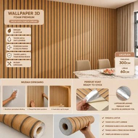 Wall Foam PVC Wallpaper Sticker 3D Premium 60x300 Cm Dekorasi Background TV & Dinding Hitam