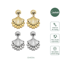 Khuyên tai EMERA EARRINGS SOUHAIT vỏ sò, bông tai mạ vàng 18k/bạch kim - E5455