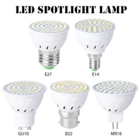 10pcs New GU10 LED E27 Lamp E14 Spotlight Bulb 48 60 80leds lampara 220V GU 10 bombillas led MR16 B22 Lampada Spot light