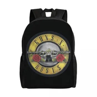 Customized 3D Print Guns N Roses Bullet Logo Backpack Hard Rock Band School College Travel Bags Bookbag Fits 15 Inch Laptop