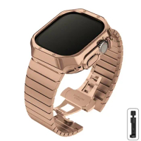 Stainless Steel Strap+Tpu Case For Apple Watch Ultra 2 49mm Luxury Bracelet For iWatch Series 9 8 7 45mm 41mm 6 5 4 44 40mm 42mm