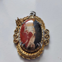ORIGINAL batu Malang Pancawarna motif Mbah Petruk, bentuk liontin Kalung