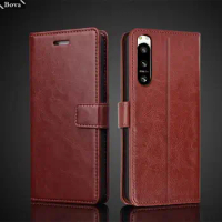Card Holder Cover Case for Sony Xperia 5 IV XQ-CQ62 Pu Leather Flip Cover Retro Wallet Phone Case Business Fundas Coque
