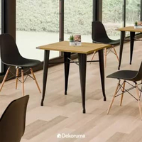 Dekoruma CHESTER Meja Barstool Minimalis 70x70CM/ Cafe Table Top Kayu New London Elm - Cokelat
