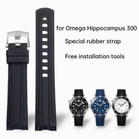 for Omega Hippocampus 300 Tape Fluorine Rubber Watch Band New and Old Hippocampus Men's and Women's Special 20mm Bracelet