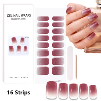 Semi Cured Wraps Fast Gel Nail Sticker Solid Nail Gel Wraps Adhesive Full Cover Gel Nail Decal UV Lamp Cured Manicure Decoration