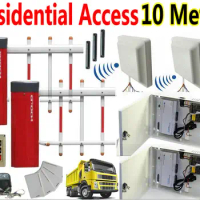 Residential Access Parking Lot Barrier gate kit 2 Gate Entry+Exit Automatic 0-10 meter card UHF rfid reader RFID ABS tag+Sticker