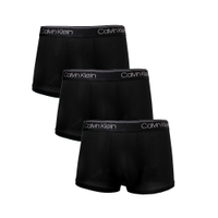 【Calvin Klein】CK超細纖維涼感速乾低腰短版男四角內褲組-黑色三件組(CK內褲 男內褲)