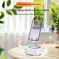 3 In 1 Folding Cellphone Stand Desktop Mobile Phone Holder with RGB Bluetooth Speaker Mobile Phone B