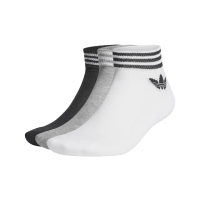 【adidas 愛迪達】襪子 TREF Ankle 短筒襪 白 黑 灰 條紋 短襪 三葉草 愛迪達(HC9550)