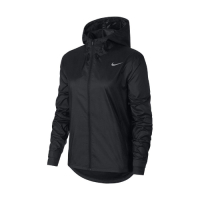 Nike 外套 ESS Running JKT 女款 運動休閒 連帽外套 防風 風衣外套 黑 銀 CU3218010