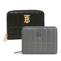 【BURBERRY 巴寶莉】經典金屬LOGO牛皮拉鍊短夾零錢包(顏色任選)
