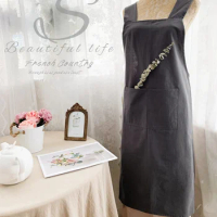 Japan Style Cotton Linen Apron Smock Women Men kitchen Antifouling Milk Coffee Shop Florist Overalls Kitchen Cooking Clothes