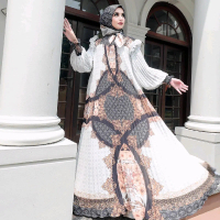 Gamis Set Hijab Plisket Kerut Dada ori Shellasaukia
