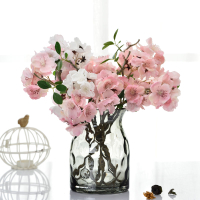仿真櫻花假花絹花 餐桌整體花藝客廳干花插花單支裝飾花束