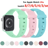 Silicone Sport Band for Apple Watch Ulta 8 7 Se 6 5 4 3 Strap Watchband Bracelet for iWatch Band 44mm 42mm 45mm 38mm 40mm 41mm