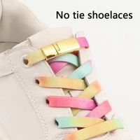 Magnetic Lock No Tie Shoe laces Rainbow Elastic Laces Sneakers Adult Kids 8mm Wide Flat Rubber Shoelaces Shoe Accessories