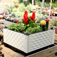 屋頂種植槽家庭特大種植箱陽臺種菜盆菜長方形塑料花盆可配輪子-