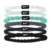 【NIKE 耐吉】FLEX 6入組髮圈髮帶 青色 吸汗瑜珈髮帶 髮飾手環髮箍 慢跑步籃球排球桌球(N1009194113OS)